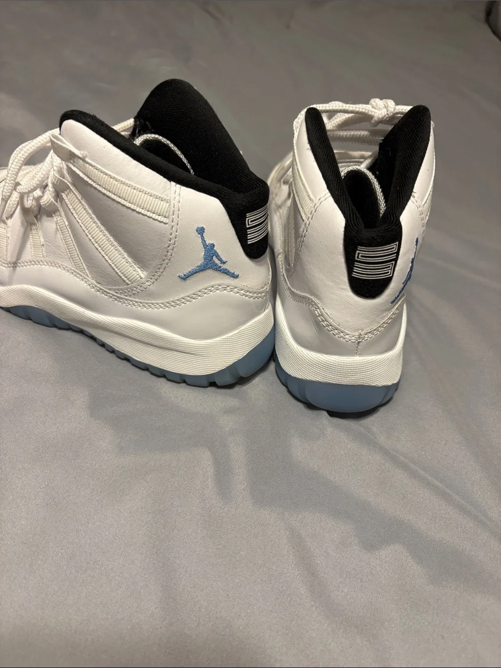 Jordan 11 Kids' White and Light Blue High-Top Sneakers size 2.5